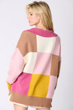 Neapolitan Color Block Split Neck Loose Fit Sweater- PreOrder