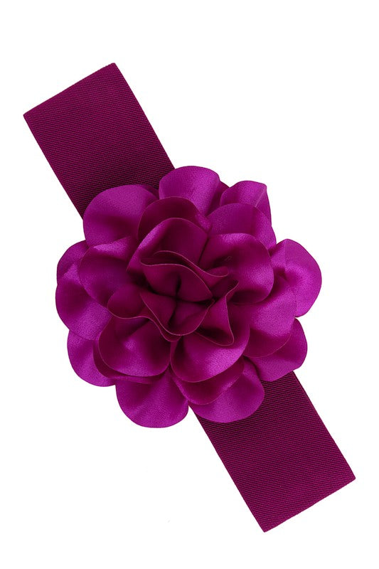 Chiffon Flower Charm Elastic Belt- 14 Colors
