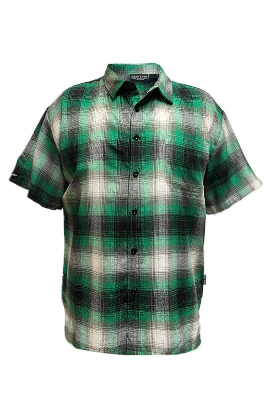 Men's Plaid Short Sleeve Flannel- 8 Colors