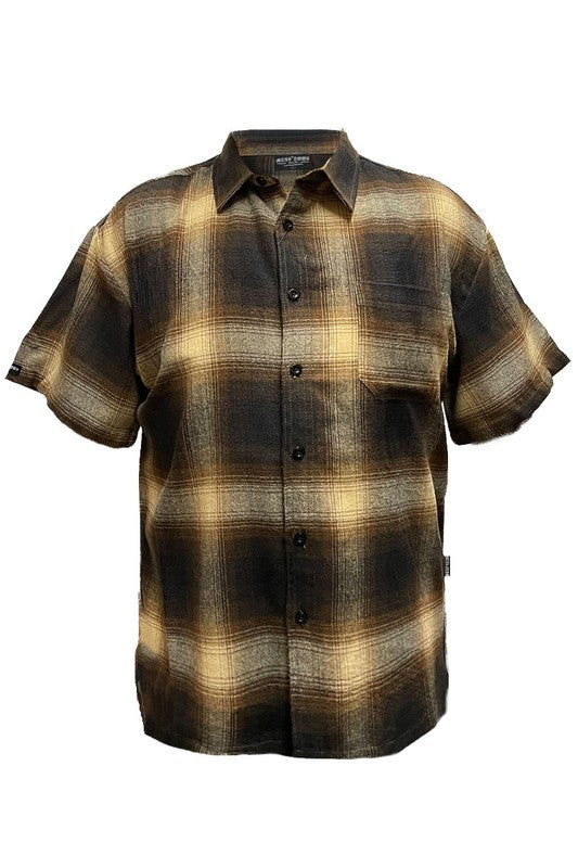 Men's Plaid Short Sleeve Flannel- 8 Colors
