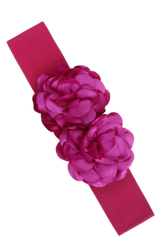 Chiffon Double Flower Charm Elastic Belt-15 Purchases