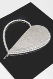 Silver Heart Shape Rhinestone Handle Iconic Clutch