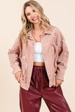 Drop Shoulder Corduroy Shacket- 2 Colors