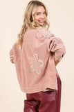 Plus Size Drop Shoulder Corduroy Shacket- 2 Colors