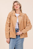 Drop Shoulder Corduroy Shacket- 2 Colors