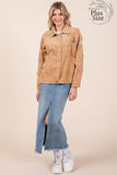 Plus Size Drop Shoulder Corduroy Shacket- 2 Colors