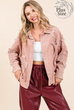 Plus Size Drop Shoulder Corduroy Shacket- 2 Colors