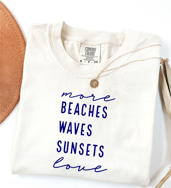 More Beaches Waves Sunsets Love Softstyle Tee- 8 Colors