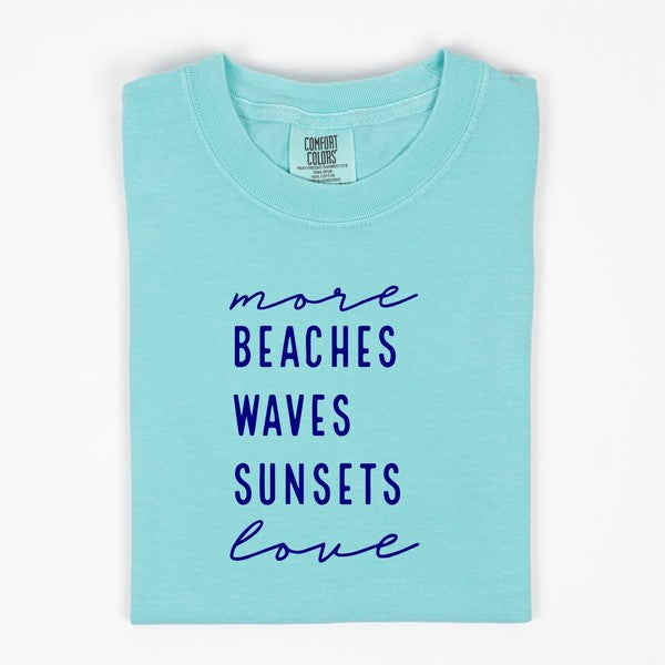 More Beaches Waves Sunsets Love Softstyle Tee- 8 Colors