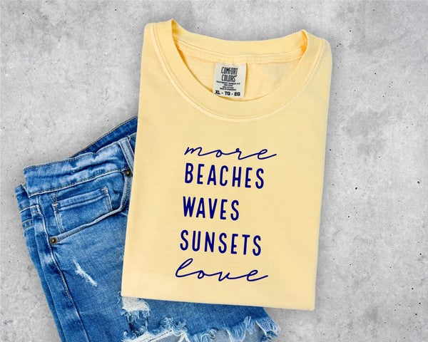 More Beaches Waves Sunsets Love Softstyle Tee- 8 Colors