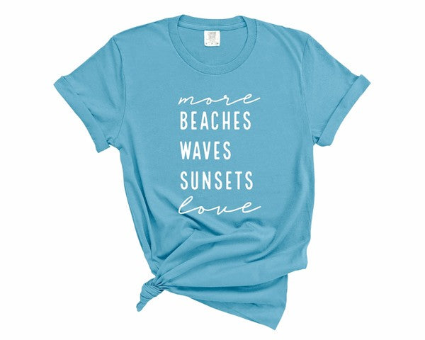 Plus Size More Beaches Waves Sunsets Love Softstyle Tee- 8 Colors