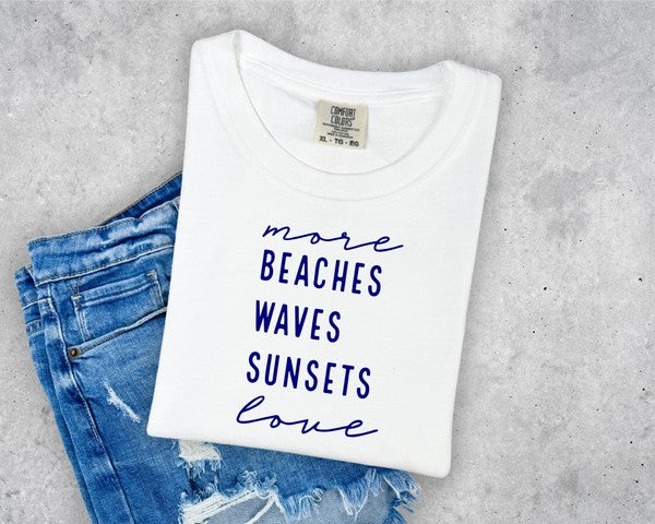 More Beaches Waves Sunsets Love Softstyle Tee- 8 Colors
