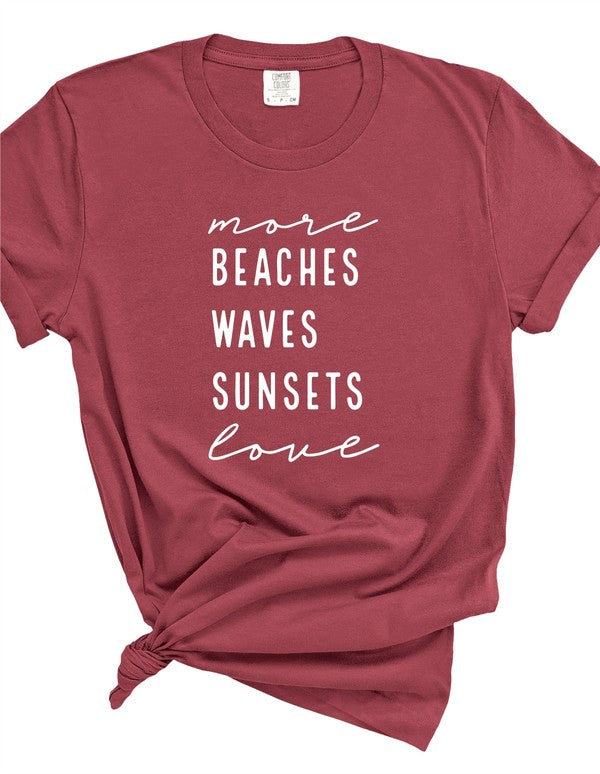 More Beaches Waves Sunsets Love Softstyle Tee- 8 Colors