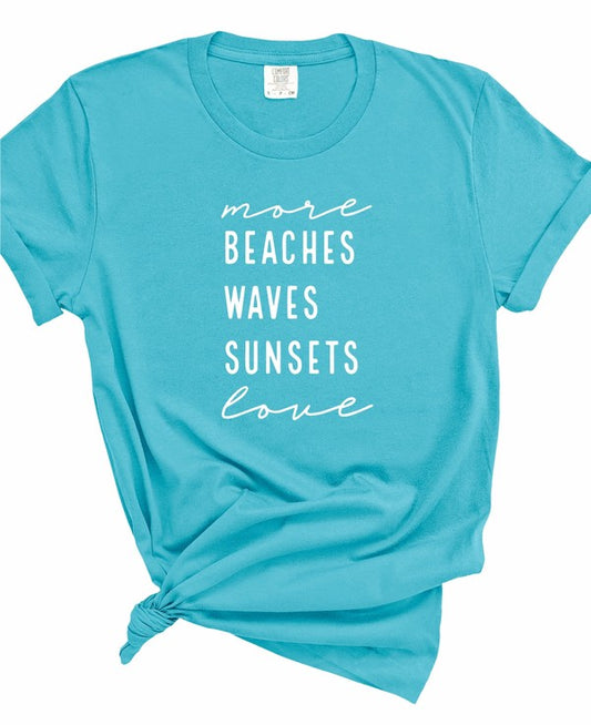 More Beaches Waves Sunsets Love Softstyle Tee- 8 Colors