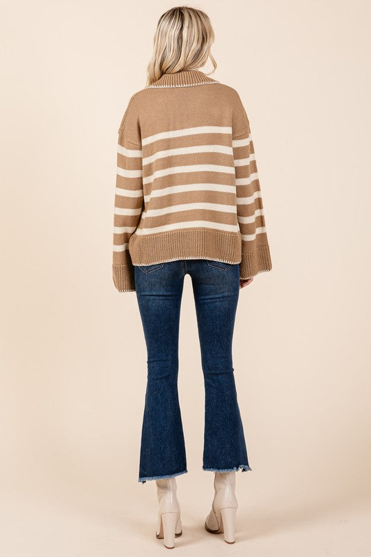 Stripe Pattern Knit Sweater Top