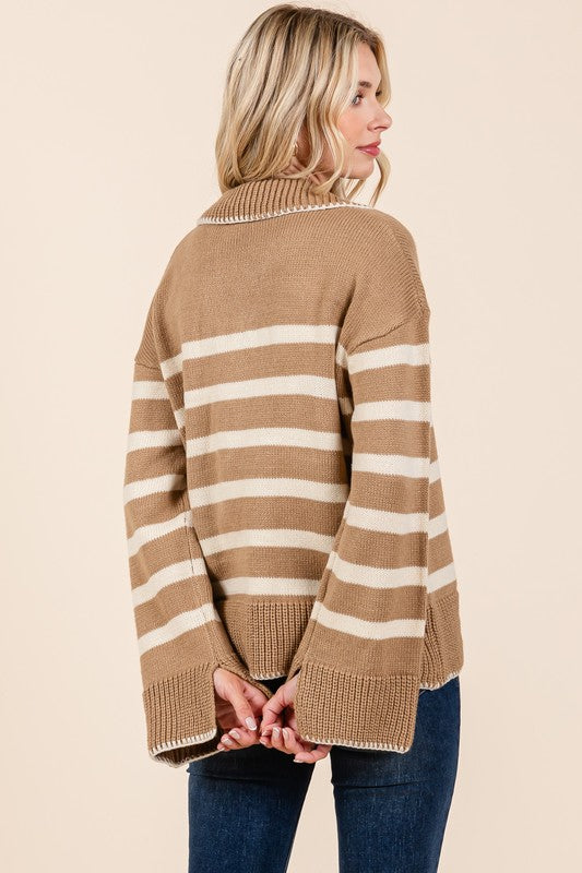 Stripe Pattern Knit Sweater Top