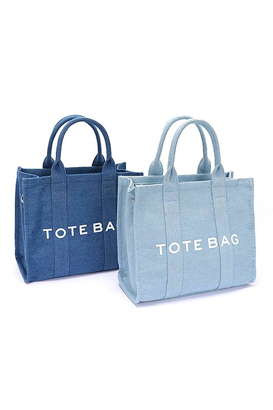 Denim Convertible Small Tote Bag- 2 Colors