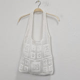 Solid Crochet Tote Bag-2 Colors