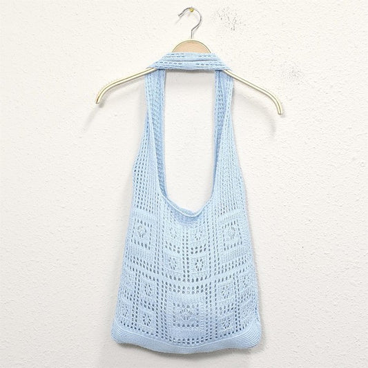 Solid Crochet Tote Bag-2 Colors