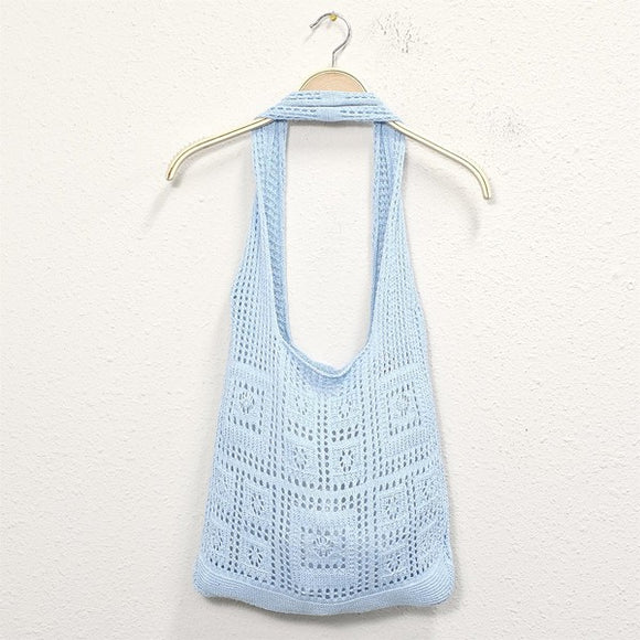 Solid Crochet Tote Bag-2 Colors