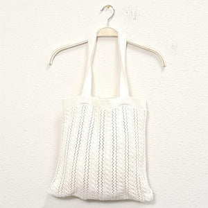 Solid Stripe Crochet Tote Bag- 2 Colors