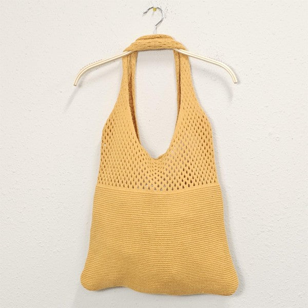 Solid Crochet Tote Bag
