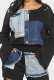 Distressed Denim Patchwork Set