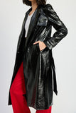 FAUX LEATHER TRENCH COAT-2 COLORS