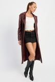 FAUX LEATHER TRENCH COAT-2 COLORS