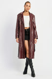 FAUX LEATHER TRENCH COAT-2 COLORS