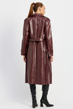 FAUX LEATHER TRENCH COAT-2 COLORS