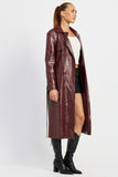 FAUX LEATHER TRENCH COAT-2 COLORS