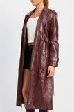 FAUX LEATHER TRENCH COAT-2 COLORS