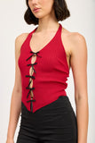 HALTER NECK TOP WITH BOW DETAILS-2 COLORS