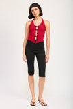 HALTER NECK TOP WITH BOW DETAILS-2 COLORS