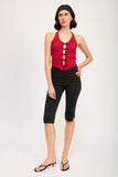 HALTER NECK TOP WITH BOW DETAILS-2 COLORS