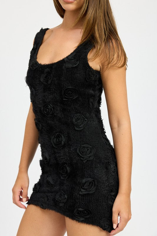 SCOOP NECK TANK 3D FLOWER DRESS-2 COLORS