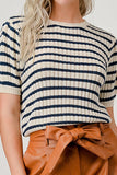 Stripe Hollow Knit Top