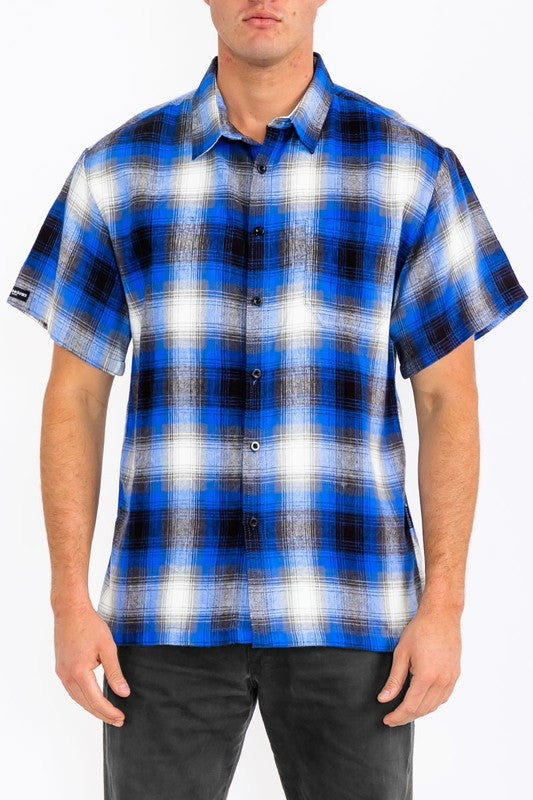 Men's Plaid Short Sleeve Flannel- 8 Colors