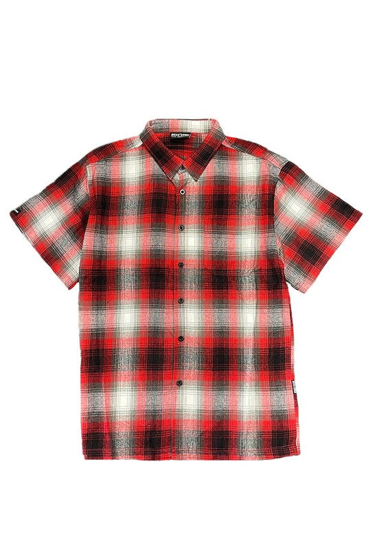 Men's Plaid Short Sleeve Flannel- 8 Colors