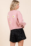 Floral Embroidered Knit Sweater Top- 3 Colors