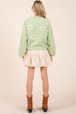 Floral Embroidered Knit Sweater Top- 3 Colors