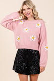 Floral Embroidered Knit Sweater Top- 3 Colors