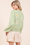 Floral Embroidered Knit Sweater Top- 3 Colors