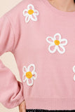 Floral Embroidered Knit Sweater Top- 3 Colors