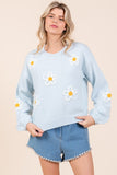 Floral Embroidered Knit Sweater Top- 3 Colors