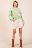 Floral Embroidered Knit Sweater Top- 3 Colors