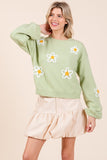 Floral Embroidered Knit Sweater Top- 3 Colors