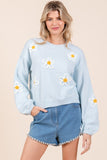 Floral Embroidered Knit Sweater Top- 3 Colors