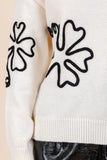 Floral Embroidered Knit Sweater Top-3 Colors